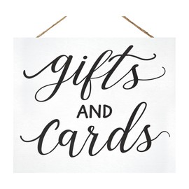 JennyGems Gifts and Cards Sign, Wedding Signs, Wedding Decor, Party Signs, 12x10 in Hanging Wall, Birthday, Engagement, Bridal Shower Party Decor (White)