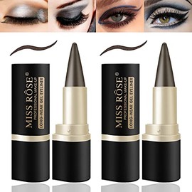LOKFAR 2 Pcs Gel Eyeliner Set, Cream Eyeliner Tool Smudge Proof and Waterproof Eyeliner Pencil Matte Brown Eye-liner Pencil Tattoo Eyeliner Pen Eyeliner Gel Stick Makeup Eye-liners for Women (Brown)