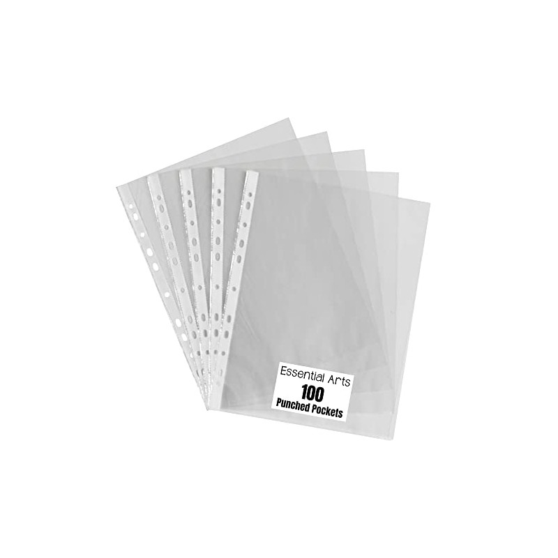 A4 Clear Punched Pockets Pack of 100 for Ring Binders