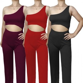 New Women's High-Elastic One-Shoulder Sleeveless Sports Jumpsuit Leggings L Code/20907 One-Shoulder Vest Jumpsuit, Light Gray 5ea