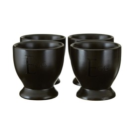 Premier Housewares Text Egg Cups - Black, Set of 4