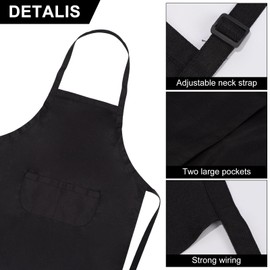 Lancry Kids Apron for Cooking, Unisex Apron With Adjustable Neck strap, Kitchen Aprons with Front Pocket for Girls Boys Baking Painting (Black, L)
