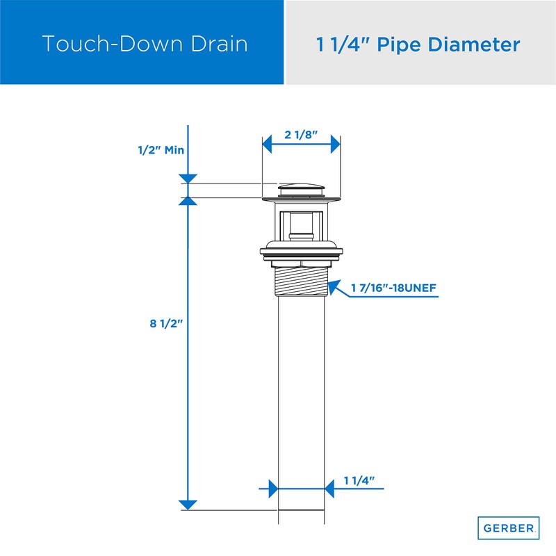 Danze DA505918 Metal Touch Down Drain Assembly, 1 1/4-Inch Tailpiece