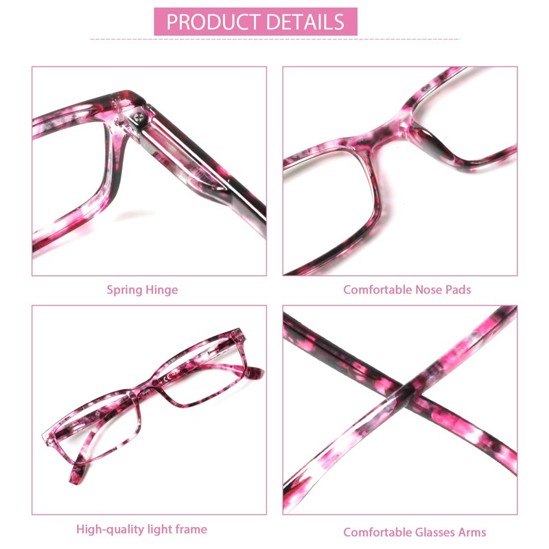 Kerecsen 6-Pack Reading Glasses Blue Light Blocking,Spring Hinge Readers for