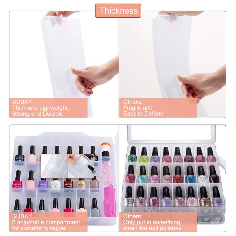 SUBAY Portable Nail Polish Organizer, Clear Double Side Nail Polish