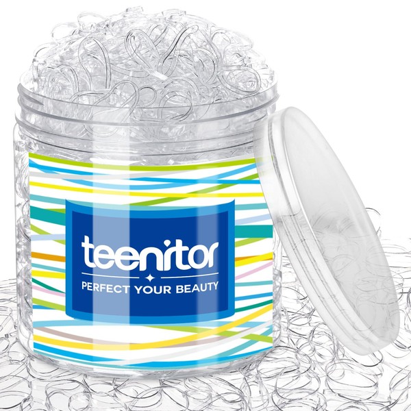 Teenitor Clear Elastic Hair Bands, 2000pcs Mini Hair Rubber Bands,