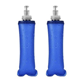 2 Botellas de Agua colo azul de 250ml, Soft Flask, Bolsa de Agua de plástico Plegable para Correr Ciclismo triatlón Senderismo. Soft Water Bottle for Running Cycling Triathlon Hiking (Azul - 250ml)