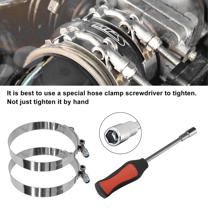 JUSTTOP 2PCS 4 Inch T-Bolt Hose Clamp, Adjustable 108-116mm Clamp