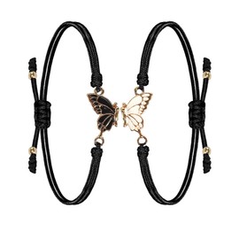 IFUDE Friendship Bracelet with Butterfly Bracelet, Friendship Bracelet Women for 2 with Butterfly Bracelet for Best Friend Gift, Faux Leather