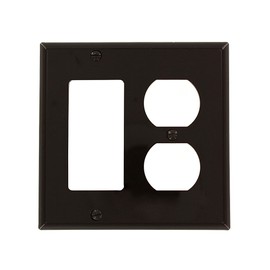 Leviton 2-Gang 1-Duplex 1-Decora GFCI Device Combination Wallplate, Standard Size, Thermoplastic Nylon, 80746, Brown