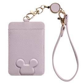 Pass Case, Women's, with Reel, PU Leather, 2 Pieces, Double-Sided, Stretchable, Strap, Animal Print, IC Card Case, Reel Included, Pass Case, ID Card Holder, Reel, ID Card Case, Thin, College Students,