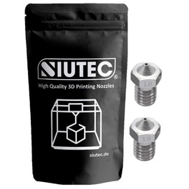SIUTEC® Premium V5 / V6 Stainless Steel Nozzle/Nozzle, 1.0 mm, Set of 2, Compatible with i3, i3 Mega S, Chiron, 4MAX, Vyper, Kobra, Kobra Max, E3D V5 / V6 Hotend - for 1.75 mm Filament