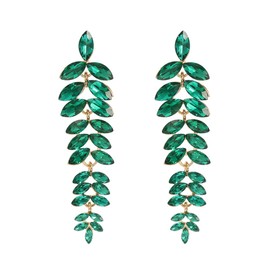 FDEETY Crystal Earrings for Women Long Hanging Crystal Earrings Hanging Wedding Bridal Rhinestone Earrings Fashion Jewellery, 金合金