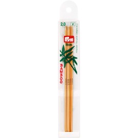 Prym 15 cm x 2 mm Double Pointed Glove Knitting Pins, Bamboo