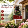 Black Cat Garden Flag 28x40 Inch Funny Spring Floral House