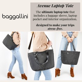 Baggallini Avenue Tote - 12x18 Laptop Tote Bag for Women - Lightweight Work Travel Carry On Bag