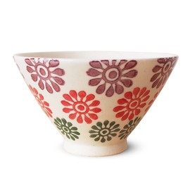 J-kitchens Shozan Kiln Rice Bowl, Small, 4.5 inches (11.5 cm), Hasami Ware, Made in Japan, Flowers, Small Pattern