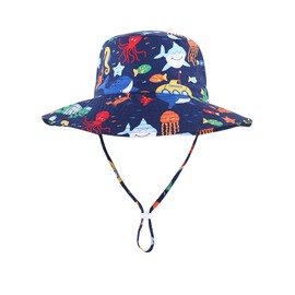 Magracy Toddler Kids Sun Hat with UPF 50+ and Wide Brim Sun Protection Hats for Babies Boys and Girls Adjustable, Ocean Blue, 6-12 months