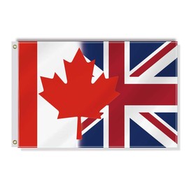 British Canada Combo Small Flag,12×18 Inch Two Layer Fabric Small Banner,1×1.5 FT Great Britain UK Canadian Nautical Decor,Mini Digital Printed 150D Polyester Banner With Brass Grommet