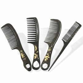 Black Hair Comb Professional Detangling Men Styling Curly Plastic Combs Women Wide Tooth Salon Wet Dry Cutting Comb Long Short Thick Thin Hair Parting Boys Hair Accessories Waterproof Combs (4Pcs)