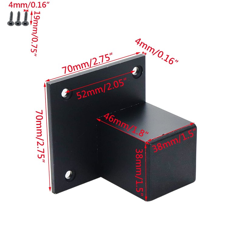 Wealrit 4 Pcs Metal Furniture Legs 2inch Tall Square Tube