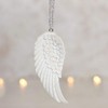 Stunning White Resin Glitter Angel Wing Hanging Decoration - 7.5cm