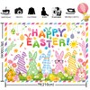 7x5ft Happy Easter Backdrop Cute Easter Bunny Style Colorful Egg