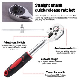 HSEAMALL 46PCS Socket Set,1/4" Drive Ratchet Socket Wrench Driver Bits Metric Set Flexible Extension Rods Screwdriver Bits for Car Bicycle Repair (Upgraded Design - Black)