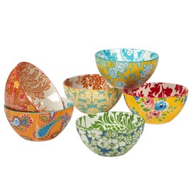 Certified International Damask Floral 4.75" All Purpose Bowls, Set of 6 Assorted Designs.,