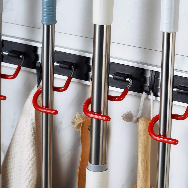 QBOSO Wall Mounted Mop and Broom Holder Stainless Steel S
