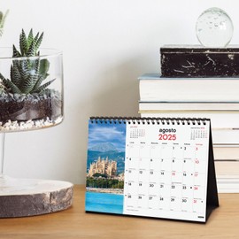 Finocam - Desk Calendar for Writing 2025 Month to View January 2025 - December 2025 (12 Months) Cities Spanish