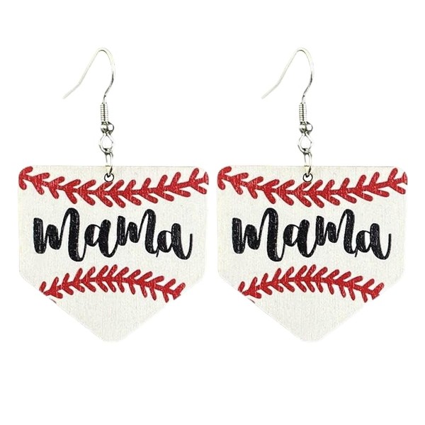 Fashion Retro Distressed Wooden Baseball Earrings Creative Baseball Earrings for