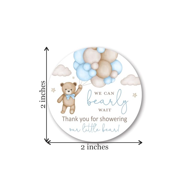 2" Round Boho Bear Balloons Baby Shower Thank You Favor