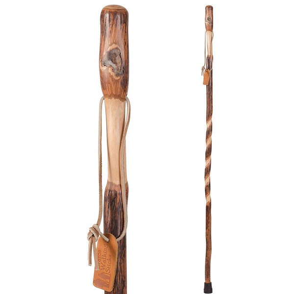 Brazos Trekking Pole, Hiking Pole, Hiking Stick or Walking Stick Handcrafted of Lightweight Wood and Made in the USA, Traditional, Hickory, 55 Inches