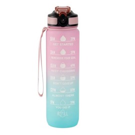KM Crafts LTD Plastic Drinking Water Bottle, Leakproof Design Water Bottle, BPA Free, Teenager, Adult, Sports, Gym, Fitness, Outdoor, School & Office, 1Litre (Pink-Blue)