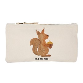 Mr. & Mrs. Panda Make-Up Bag Squirrel Christmas Time, White, Hand Drawn