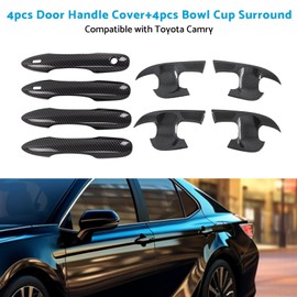 MAX COOL Carbon Fiber Car Door Handle Cover with Bowl Cup Surrounds Kits Suitable for Toyota Camry 2018+