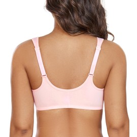DotVol Women's Front Closure Fastening Bra Underwire Plus Size U-Back Unlined Bras for Women(Pink,40D)
