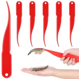 Gisafai 6 Pcs Shrimp Peeler Plastic Deveiner Cleaner Tool for Kitchen Shrimp Deveining Peel Tool, 10.2 Inch(Red)