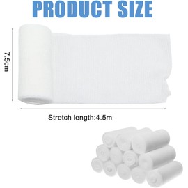 Elastic Gauze Bandage Rolls, 16Pcs Conforming Stretch Bandage Soft Gauze Roll,7.5 cm x 4.5 m, Conforming Stretch, White