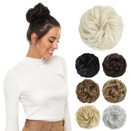 Yamel Messy Bun Hair Pieces for Women Hair Bun Extension Platinum Blonde Updo Curly Messy Bun Scrunchie