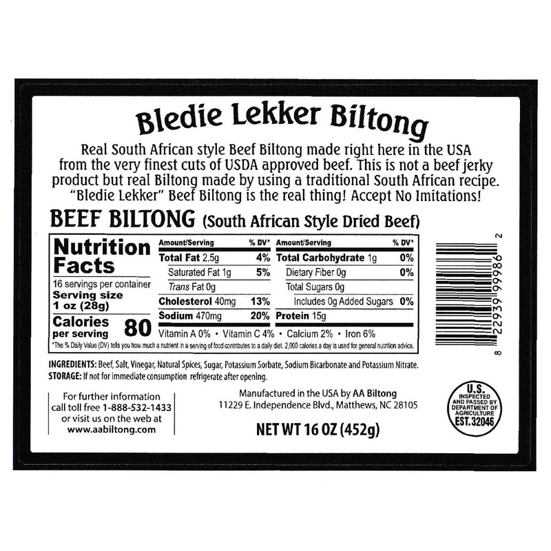 Bledie Lekker® Sliced Beef Biltong One Pound Resealable Bag -