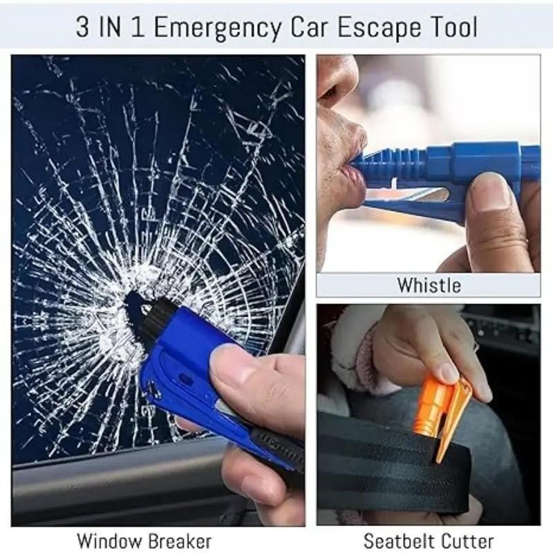 3 in 1 Car Emergency Escape Tool Keychain, Multifunctional Car