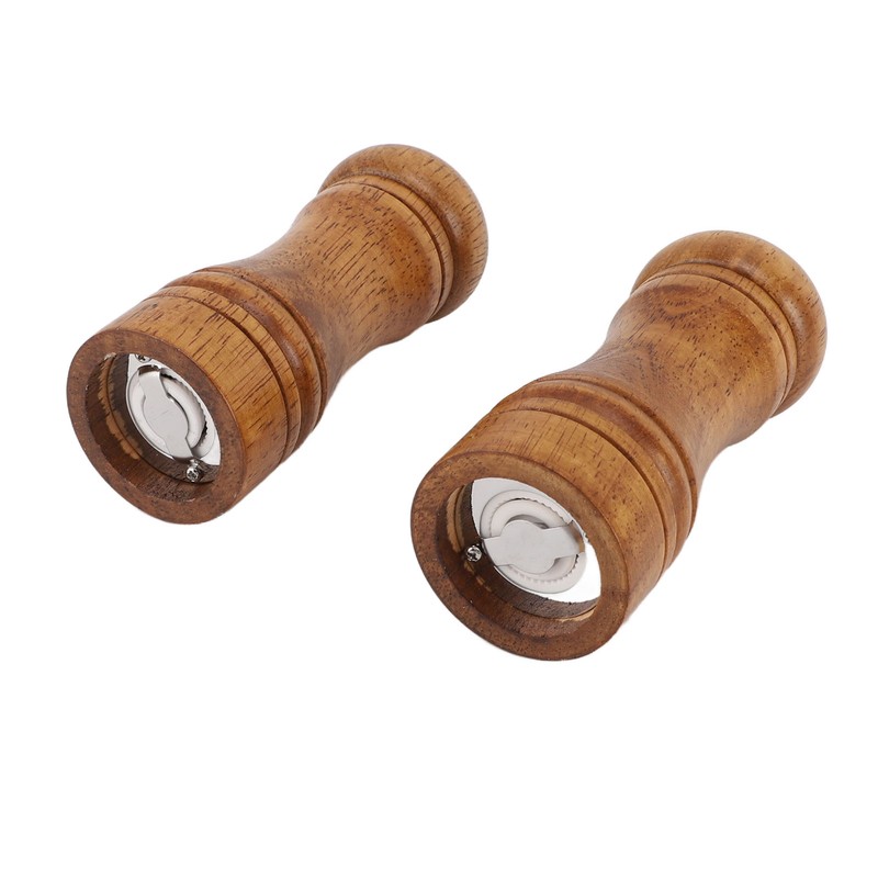 2PCS Wood Pepper Grinder Adjustable Coarseness Efficient Grinding Pepper Mills