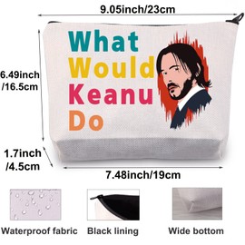 BWWKTOP Keanu Inspired Cosmetic Makeup Bag, Multicolor, Zipper, Waterproof, Letter Print, Travel, Makeup, 9.05" x 23cm x 23cm