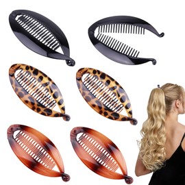 6 Pcs Banana Clips for Hair Small Banana Hair Clip Double Clip Long Hair Clips Ponytail, Vintage Clincher Combs Tool Accessories Fishtail Hair Combs Set for Women Girls