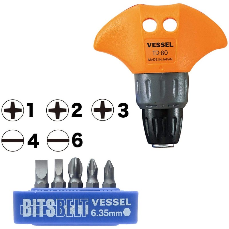 VESSEL T-Shaped Ratchet Driver Set TD-80
