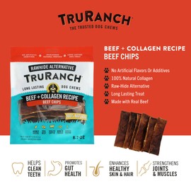 TRURANCH Collagen Chips - Collagen Dog Treats - Long Lasting Healthy Joint Support - Rawhide Alternative Chips - Skin & Coat Health - Made with Real Beef, Value Pack, 15 Bags, 7.5 lbs