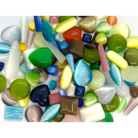 75 Grams Assorted Glass Pieces Multi Coloured for Arts and Crafts and Decoration