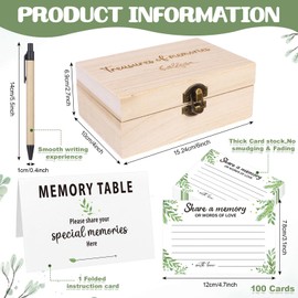 CCCYMM 103 Celebration Of Life Share A Memory Card Sets 1 Wooden Memory Box with 1 Table Sign 100 Share A Memory Cards 1 Pen for Funerals Birthdays Keepsake Gifts (Celebration Of Life)